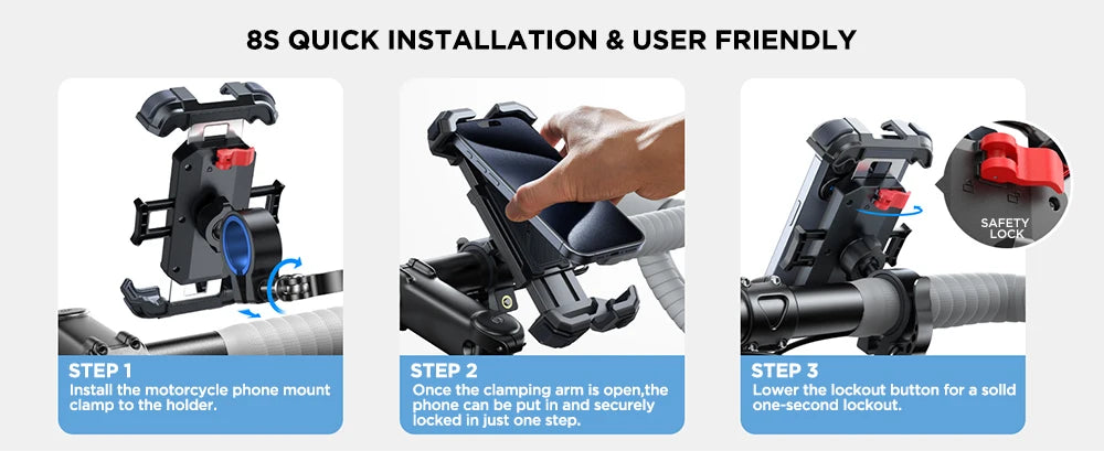 Ultra Stable Motorcycle Phone Mount for Handlebar Use - Smarsty