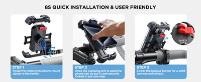Ultra Stable Motorcycle Phone Mount for Handlebar Use - Smarsty