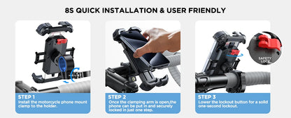 Ultra Stable Motorcycle Phone Mount for Handlebar Use - Smarsty