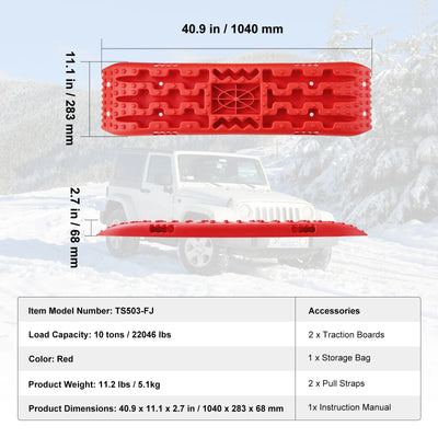 SucceBuy 10 TON Traction Boards with PP Material Recovery Boards for Off-road Vehicle Car Pickup SUV RV Pair Tire Traction Mats - Smarsty