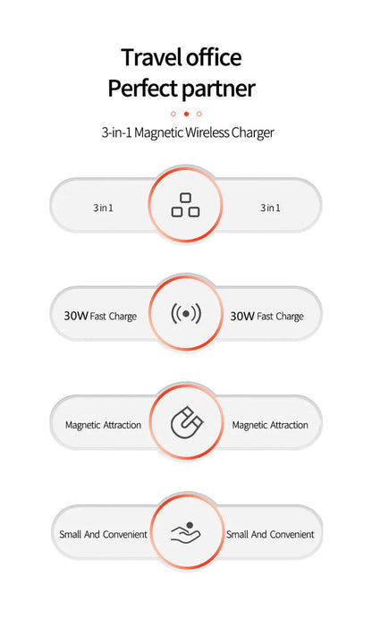 Magnetic Wireless Charger Stand 3 in 1 for iPhone Pro - Smarsty