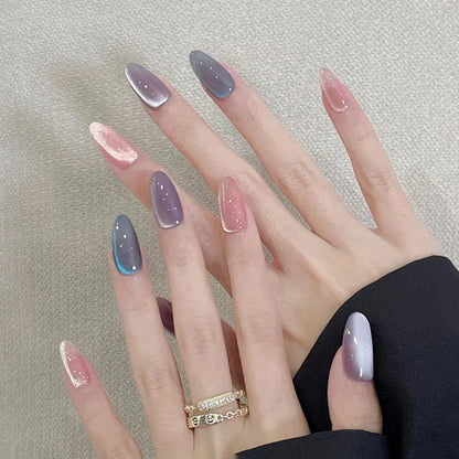 24 Pcs Metallic Cat Eye French Press On Nails - Smarsty