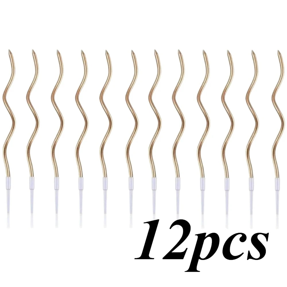 6/12/48pcs/1case Birthday Candles Spiral Cake Candles  Long Thin Cake Candles For Wedding Party And Cake Decoration - Smarsty