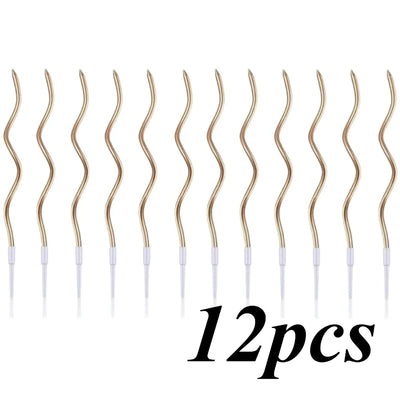 6/12/48pcs/1case Birthday Candles Spiral Cake Candles  Long Thin Cake Candles For Wedding Party And Cake Decoration - Smarsty