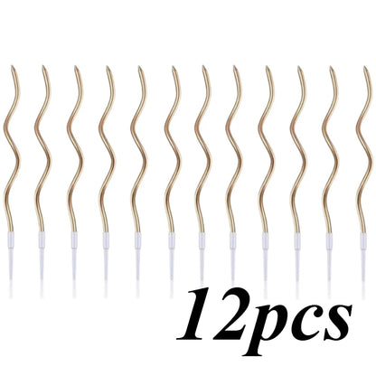 6/12/48pcs/1case Birthday Candles Spiral Cake Candles  Long Thin Cake Candles For Wedding Party And Cake Decoration - Smarsty