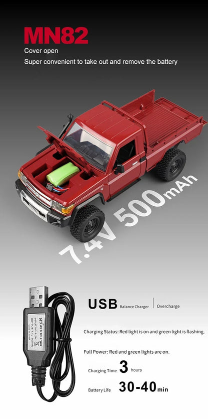 MN82 4WD RC Off-road Vehicle 1/12 LC79 Pickup Climbing Car with LED Lights Full Size Simulation RC Climbing Car Boy Toy Car