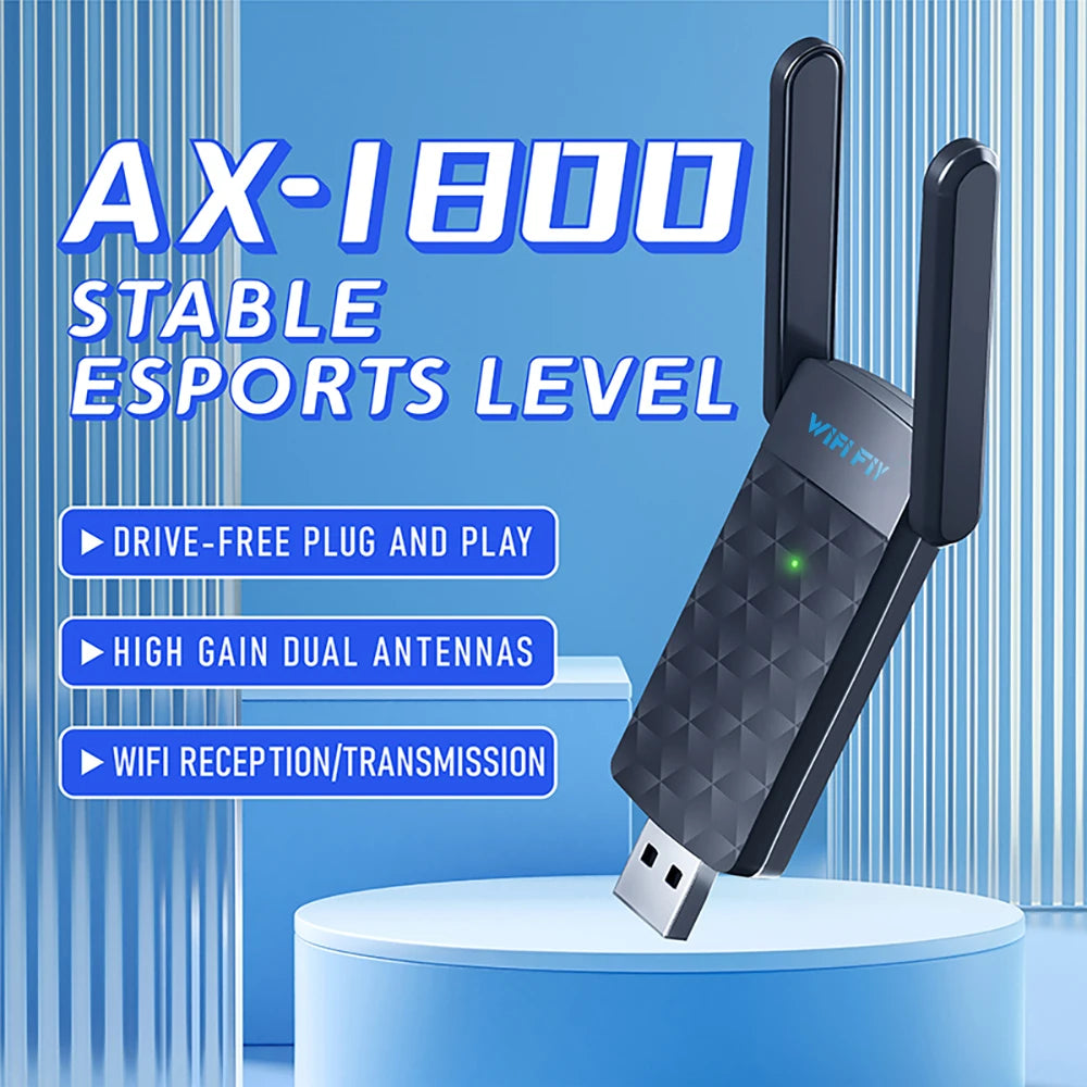 1800Mbps WiFi 6 USB Adapter 5G/2.4GHz USB3.0 Wi-fi Dongle Wireless 802.11ax Network Card High Gain Antenna For Windows 10 11 - Smarsty