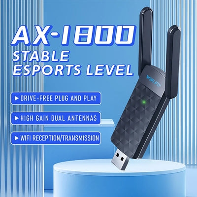 1800Mbps WiFi 6 USB Adapter 5G/2.4GHz USB3.0 Wi-fi Dongle Wireless 802.11ax Network Card High Gain Antenna For Windows 10 11 - Smarsty