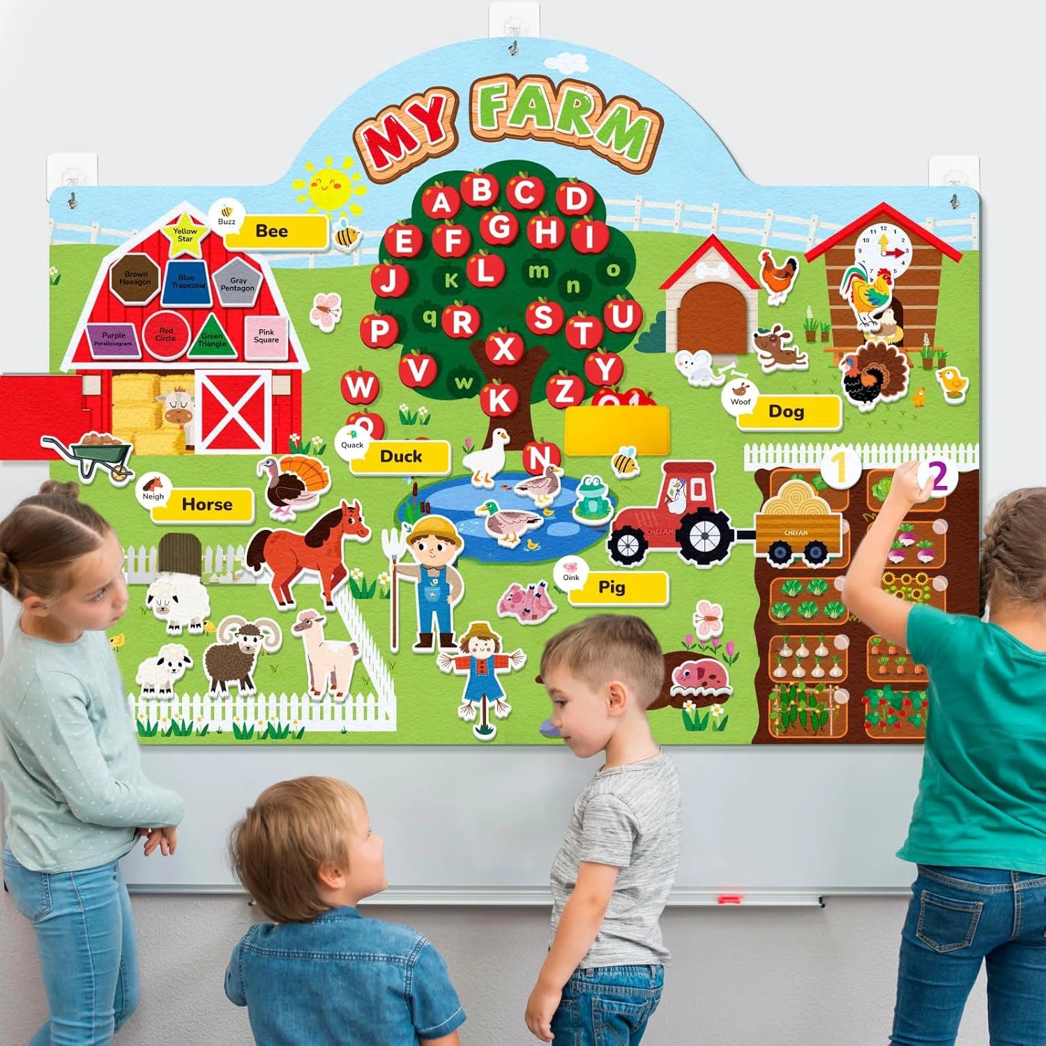 Farm Animals Felt Story Board Set Storytelling Early Learning Interactive Play Kit Wall Hanging Puzzle Toys for Toddlers Gifts - Smarsty