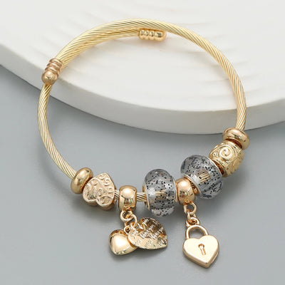 Fashion Stainless Steel Beaded Love Bracelet for Women - Smarsty