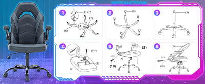 Ergonomic Office Computer Home Gaming Desk Chair Adjustable PU Leather Racing Chair Flip-up Armrest For Christmas Furniture