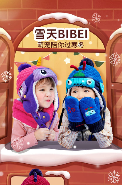 Kids Winter Hat Scarf Set Dinosaur Unicorn Style Gear - Smarsty