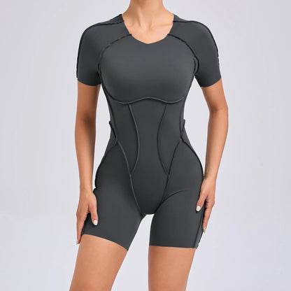 Short Jumpsuit Gym Clothes For Women Sportswear Fitness Overalls Backless Scrunch Booty Yoga Suit Sports Set Outfit - Smarsty