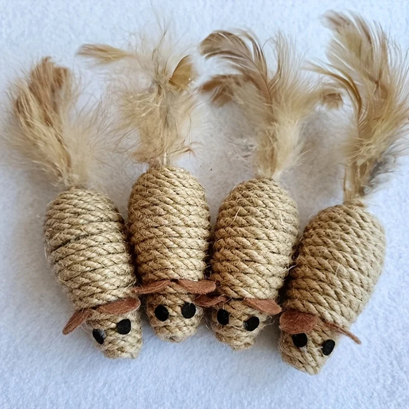 Sisal Plush Cat Mice Toy for Interactive Play - Smarsty