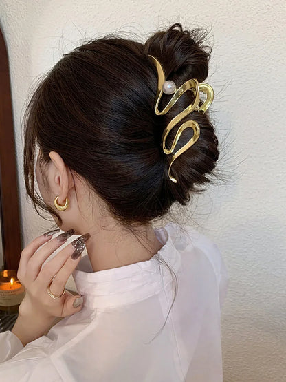 Korean Geometric Metal Hair Clip Durable Alloy Claw - Smarsty