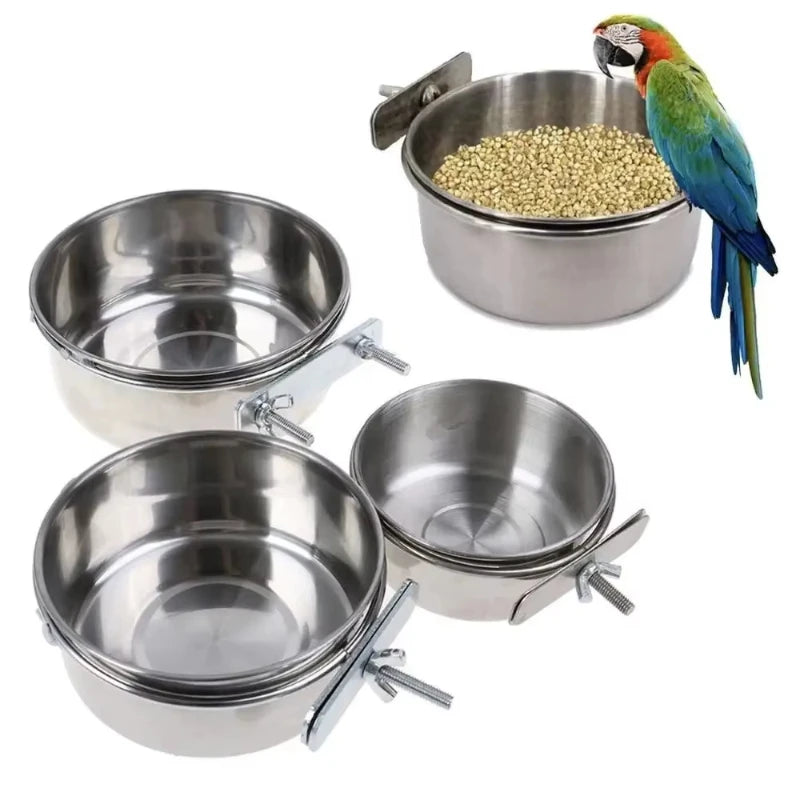 Stainless Steel Bird Feeder Bowl with Clamp Design - Smarsty
