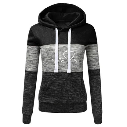 Autumn Winter Warm Women's Fleece Long Sleeve Hoodie Fashion Slim Fit Sweatshirt Ladies Casual Color Matching Outdoors Pullover
