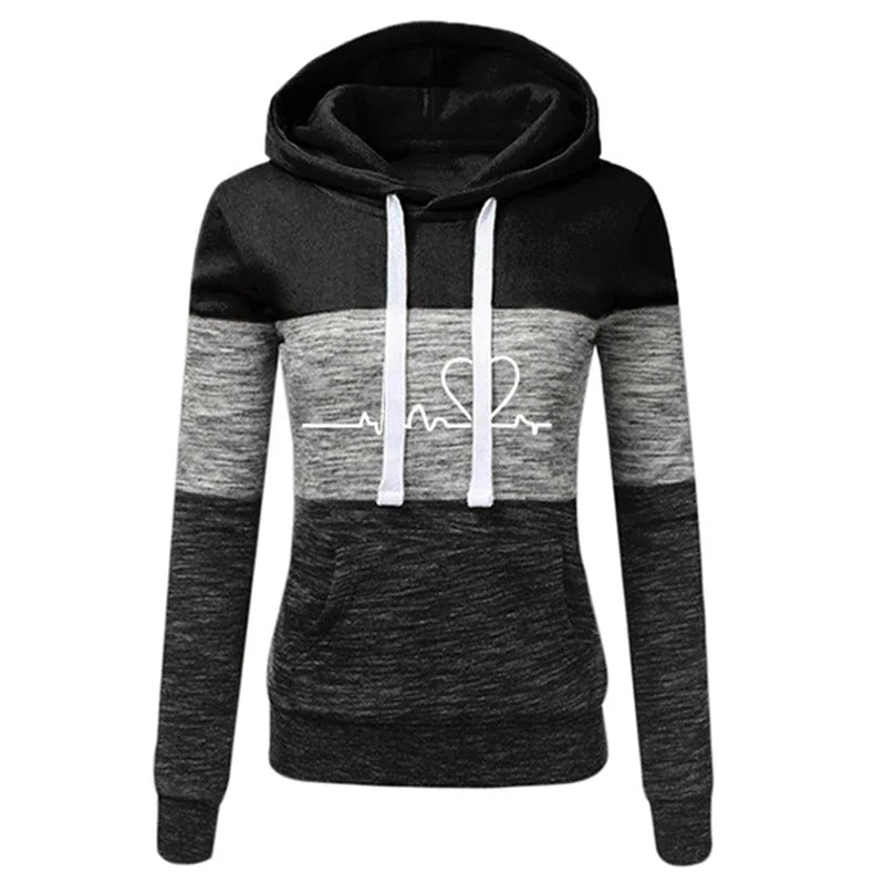 Autumn Winter Warm Women's Fleece Long Sleeve Hoodie Fashion Slim Fit Sweatshirt Ladies Casual Color Matching Outdoors Pullover