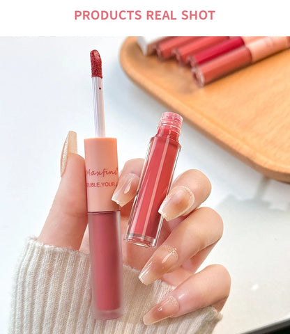 Double Ended Matte Lip Gloss Moisturizing Velvet Texture - Smarsty