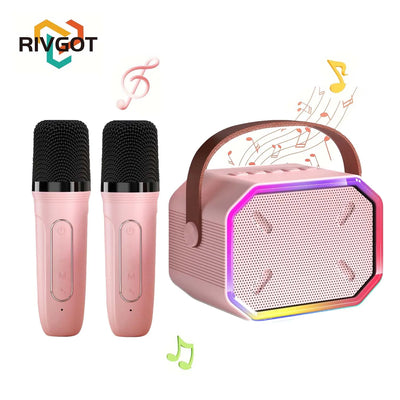 Mini Karaoke Machine for Kids Portable Karaoke Machine Bluetooth Wireless Microphones LDE Light Toys Gifts for Girls Boys - Smarsty