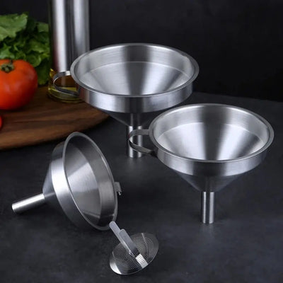 Stainless Steel Funnel Kitchen Oil Liquid Metal Funnel with Detachable Filter Wide Mouth Funnel for Canning Kitchen Tools by Smarsty