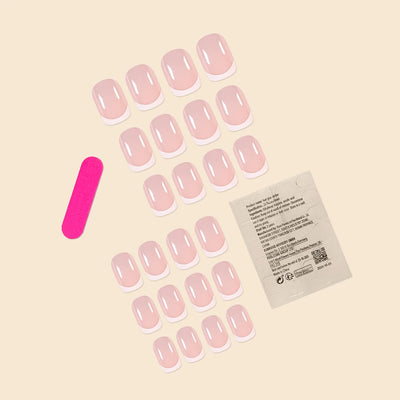 24 Pcs Women Short French Dual Color Press On Nails - Smarsty