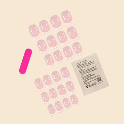 24 Pcs Women Short French Dual Color Press On Nails - Smarsty