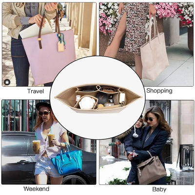 Felt Insert Bag Fits For Longchamp Handbag Liner Bag Felt Cloth Makeup Bag Support Travel Portable Insert Purse Organizer - Smarsty