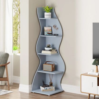Tribesigns Corner Shelf, Modern 5-Tier Wall Corner Bookshelf, Stylish Corner Small Bookcase Storage Rack Plant Stand