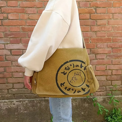 Vintage Cartoon Canvas Messenger Bag Women Large Capacity - Smarsty