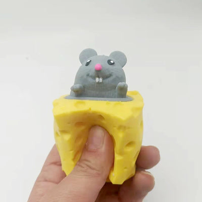 Stress-relieving Pet Cheese Mouse Cheese Pinch Fun Stress Ball Vent Squirrel Cup Prank Toy Fidget Toys - Smarsty
