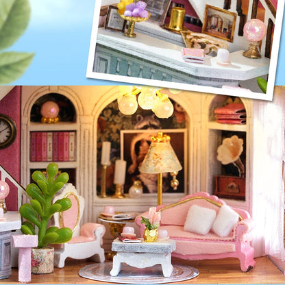 Diy Mini Wooden Dollhouse With Furniture Light Doll House Casa Assembly Model Pink Princess Villa Architecture Kit Toys Birthday by Smarsty