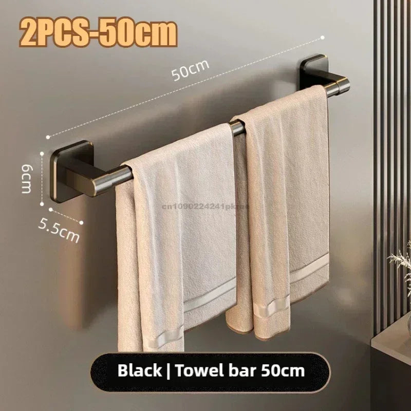 Wall Mounted Towel Rack No Drilling for Easy Storage - Smarsty