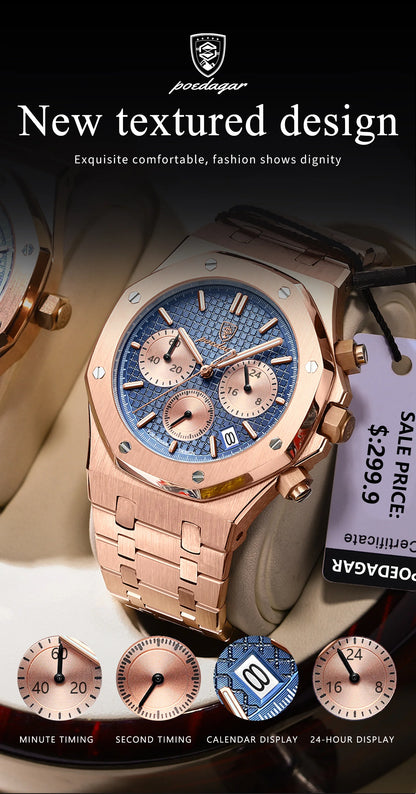 Luxury Men's Chronograph Watch with Waterproof Feature - Smarsty