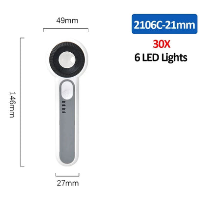 Rechargeable Handheld Magnifier with LED Light for Easy Reading - Smarsty