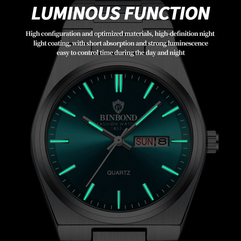 Luxury Waterproof Quartz Men's Watch with Luminous Features - Smarsty