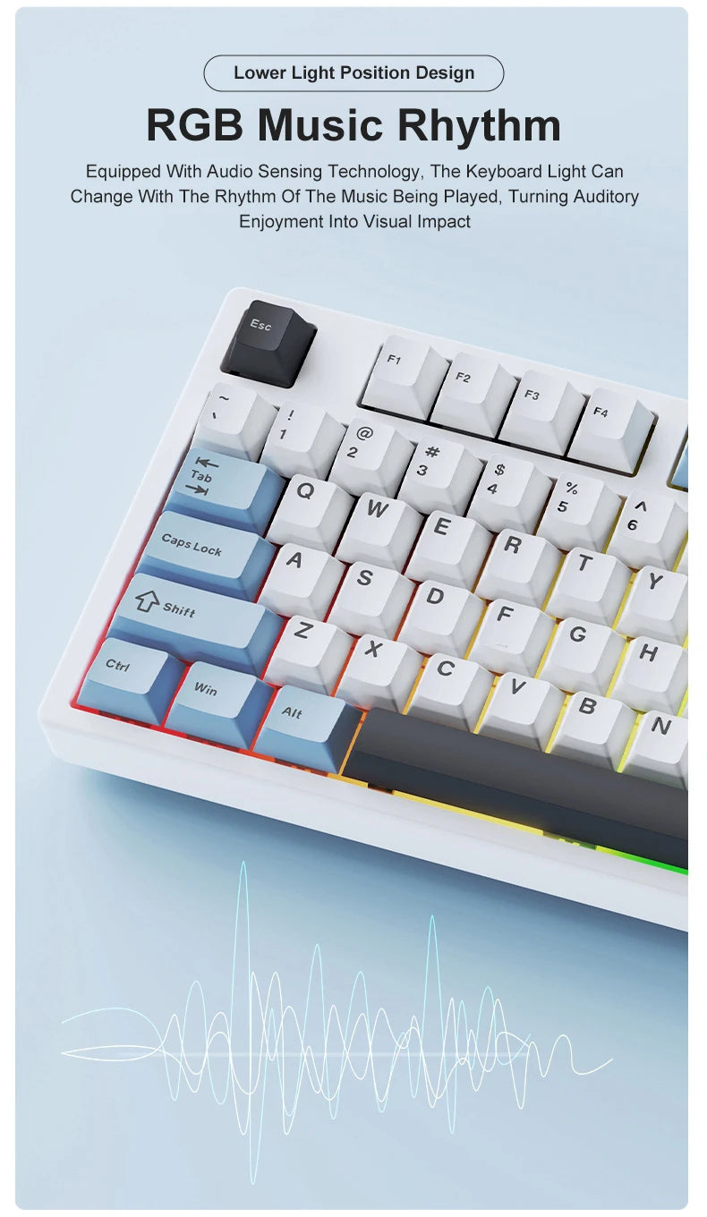 Tri Mode Gaming Keyboard With Hot Swap 104 Keys Gasket