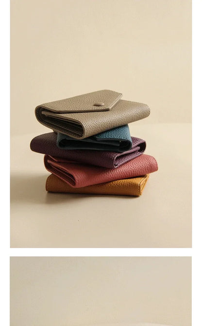 New PU Leather Small For Women Wallet Luxury Envelope Card Holder Brand Designer Multipurpose Zip Coin Cowhide Short Purse 2024