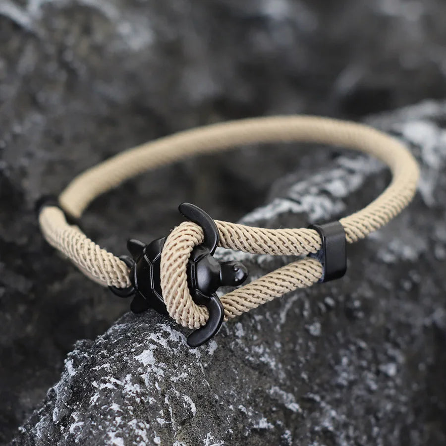 Adjustable Men Marine Turtle Rope Bracelet Nautical Wrap - Smarsty