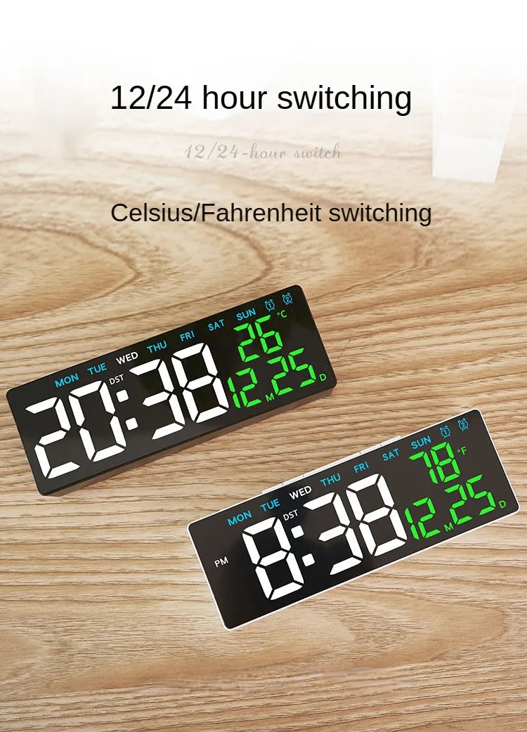 Digital LED Alarm Clock with Adjustable Brightness and Temperature Display - Smarsty