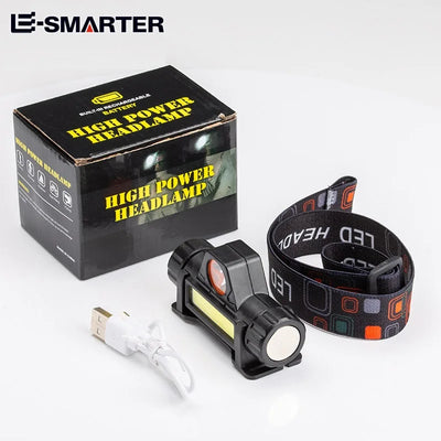 COB LED Headlamp Torch Rechargeable Headwear Flashlight Outdoor Waterproof Camping Fishing Mining Lantern Headlight With Magnet by Smarsty