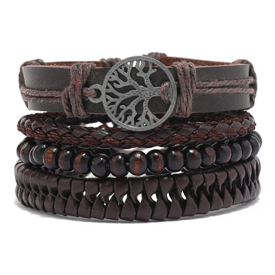 Men’s Leather Braided Bracelets Vintage Ethnic Wristband - Smarsty