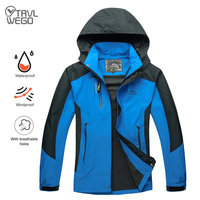 TRVLWEGO Camping Hiking Jacket Men Autumn Outdoor Sports Coats Climbing Trekking Windbreaker Travel Waterproof Jackets Black by Smarsty