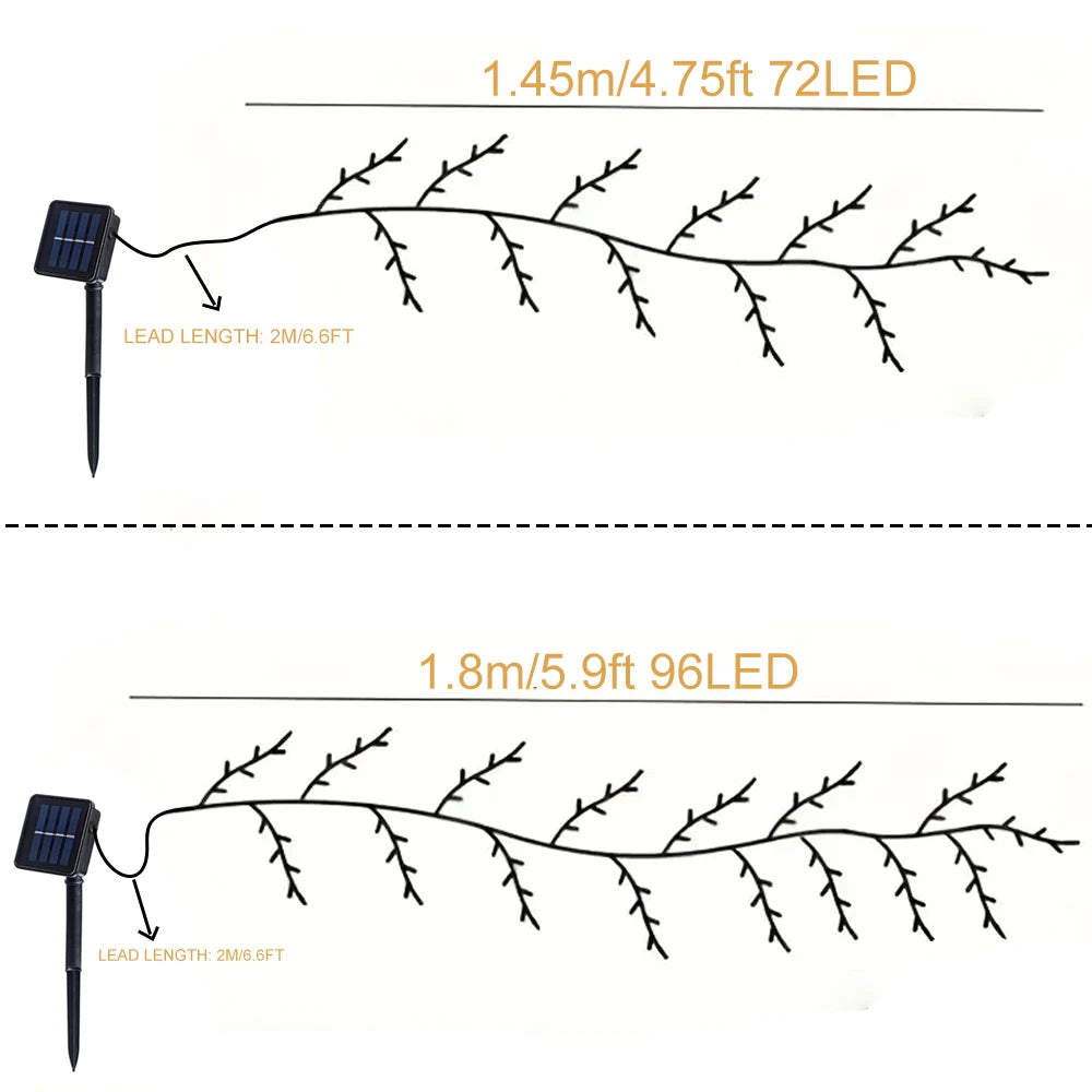 Outdoor Lighting Light String Solar Tree and Vine Lamp 96LED Tree Branches Light Waterproof Garland Home Decorative Lights