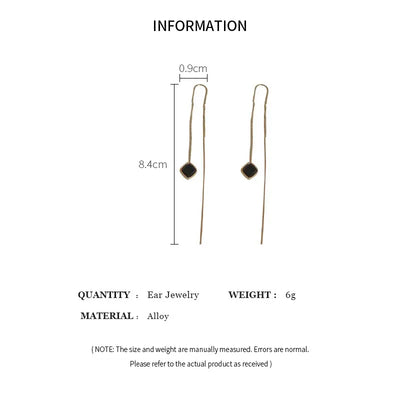 Geometric Square Drop Earrings for Women with Long Tassels - Smarsty