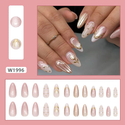 24pcs Flower Design Fake Nail Tips Full Cover - Smarsty