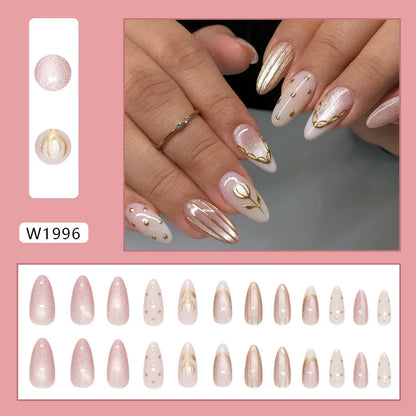 24pcs Flower Design Fake Nail Tips Full Cover - Smarsty