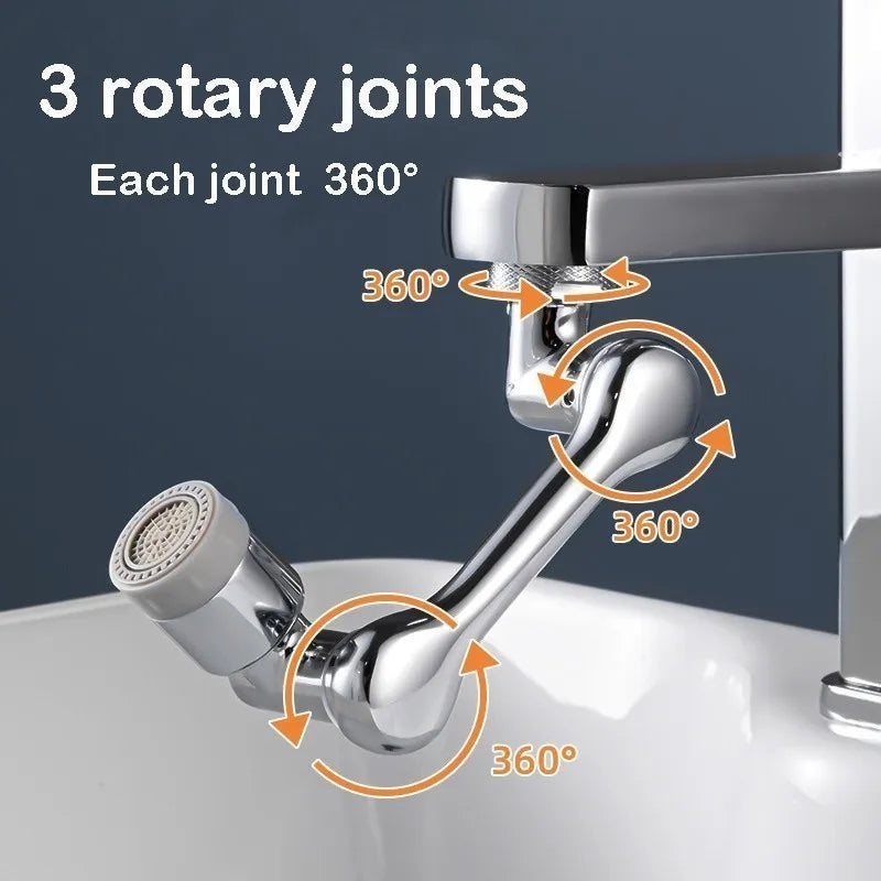 1080° Rotatable Extension Faucet Sprayer Head 2 Spray Modes Universal Bathroom Tap Extend Adapter Aerator - Smarsty