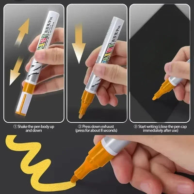 Car paint scratches repair brush pen waterproof water paint marker pen car tire tread care automotive  black white red silver - Smarsty