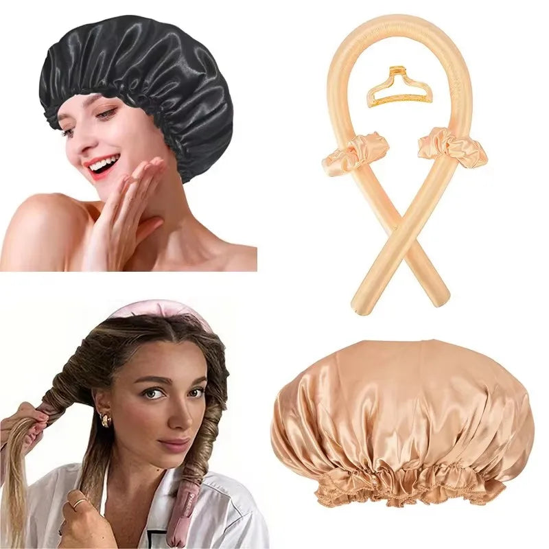 Heat Free Hair Curler Satin Silk Cap Set - Smarsty